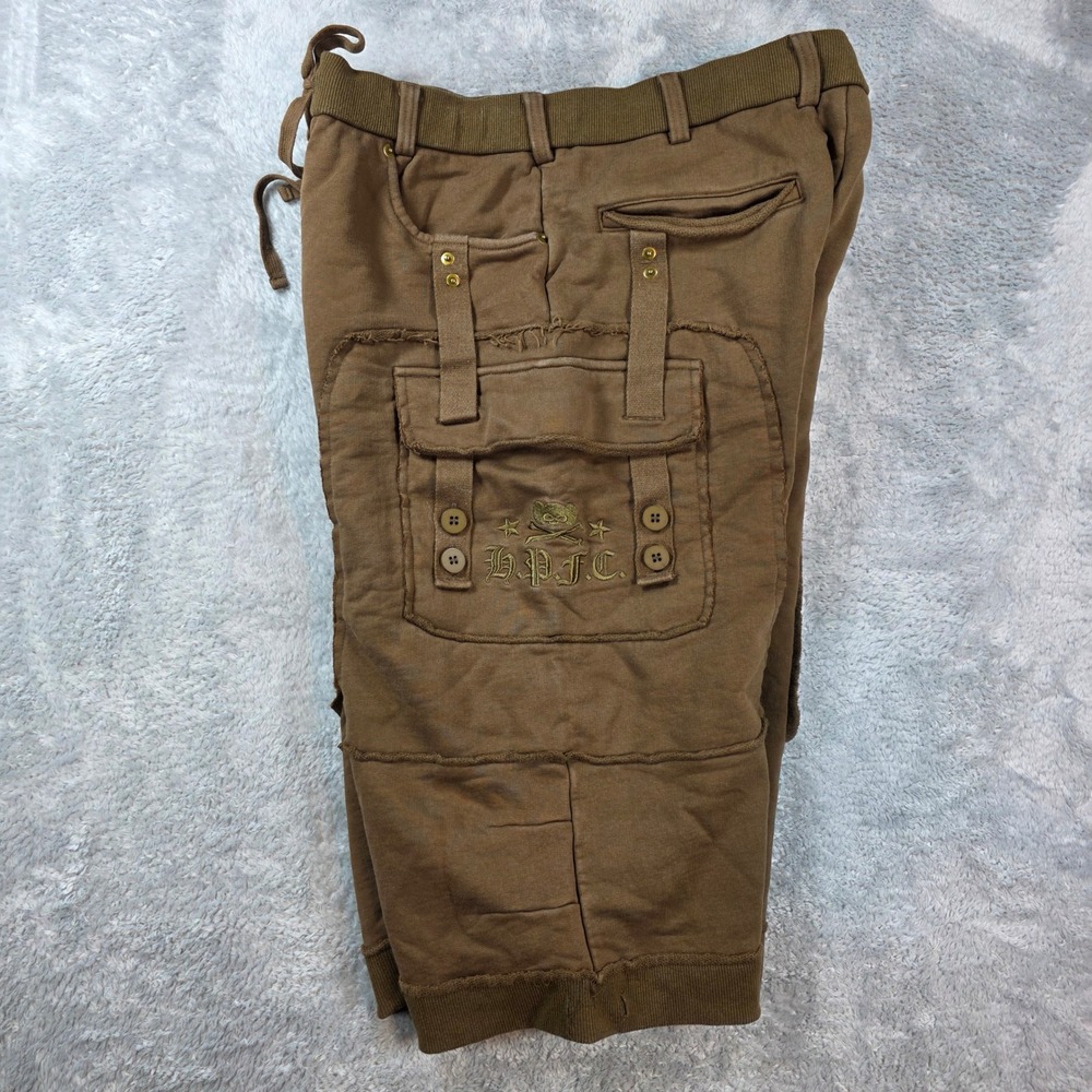 Happy99 Heavy 3/4 Sweat Tactical Cargo Shorts Brown Medium Mens Streetwear H99